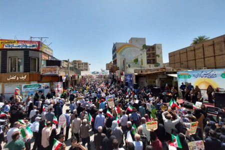 طنین فریاد آزادی قدس در استان خوزستان/ شکوه حضور اقشار مردم در حمایت از فلسطین